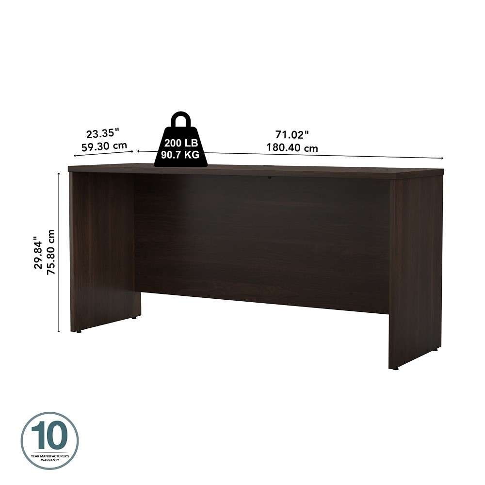 Bush Furniture - Studio C 72W x 24D Credenza Desk in Black Walnut - SCD372BW-Z veiw 6