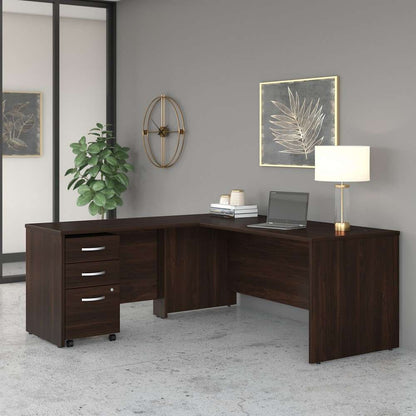 Bush Furniture - Studio C 72W x 30D L Shaped Desk with Mobile File Cabinet and 42W Return in Black Walnut - STC007BWSU veiw 1