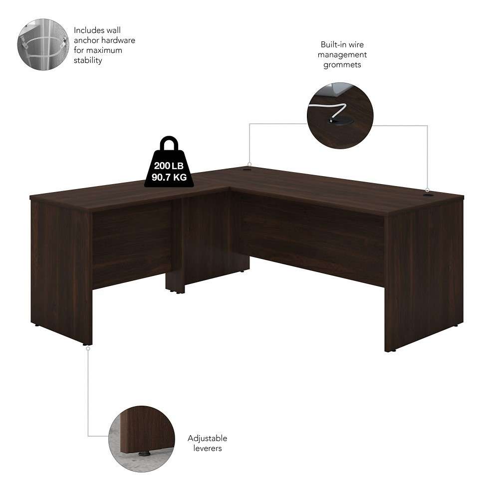 Bush Furniture - Studio C 72W x 30D L Shaped Desk with 42W Return in Black Walnut - STC049BW veiw 3