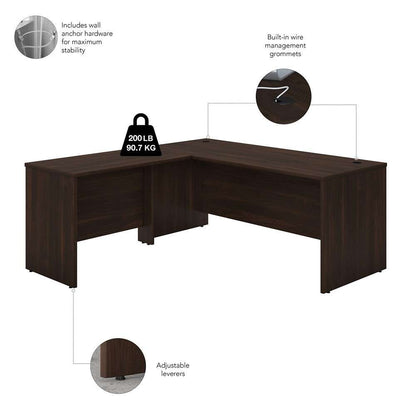 Bush Furniture - Studio C 72W x 30D L Shaped Desk with 42W Return in Black Walnut - STC049BW veiw 3