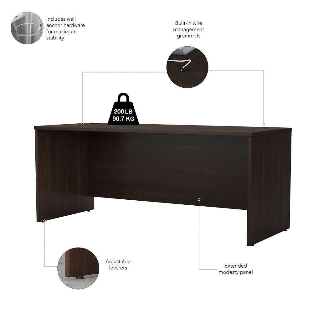 Bush Furniture - Studio C 72W x 30D Office Desk in Black Walnut - SCD272BW veiw 3