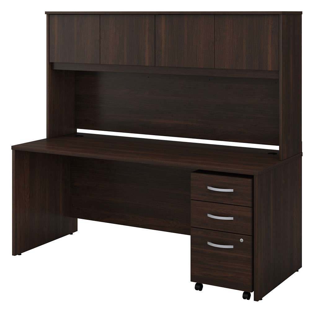Bush Furniture - Studio C 72W x 30D Office Desk with Hutch and Mobile File Cabinet in Black Walnut - STC011BWSU veiw 2