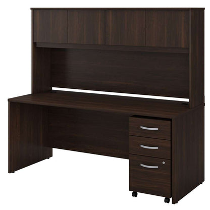 Bush Furniture - Studio C 72W x 30D Office Desk with Hutch and Mobile File Cabinet in Black Walnut - STC011BWSU veiw 2