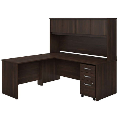 Bush Furniture - Studio C 72W x 30D L Shaped Desk with Hutch, Mobile File Cabinet and 42W Return in Black Walnut - STC006BWSU veiw 2