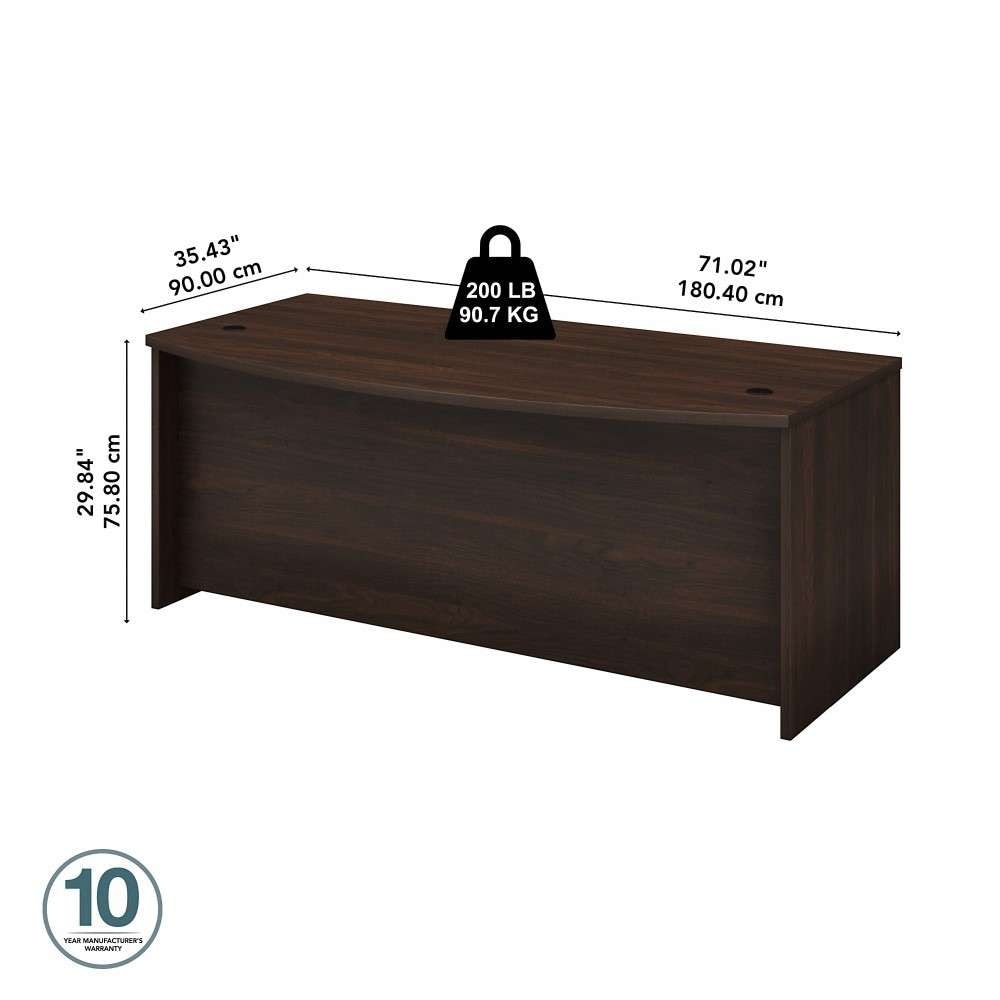 Bush Furniture - Studio C 72W x 36D Bow Front Desk in Black Walnut - SCD172BW veiw 6