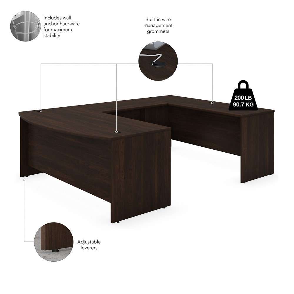 Bush Furniture - Studio C 72W x 36D U Shaped Desk with Hutch and Mobile File Cabinet in Black Walnut - STC003BWSU veiw 3