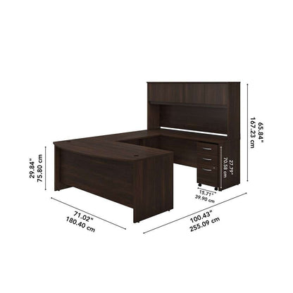 Bush Furniture - Studio C 72W x 36D U Shaped Desk with Hutch and Mobile File Cabinet in Black Walnut - STC003BWSU veiw 6