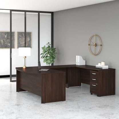 Bush Furniture - Studio C 72W x 36D U Shaped Desk with Mobile File Cabinet in Black Walnut - STC004BWSU veiw 1