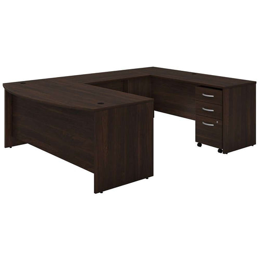 Bush Furniture - Studio C 72W x 36D U Shaped Desk with Mobile File Cabinet in Black Walnut - STC004BWSU veiw 2