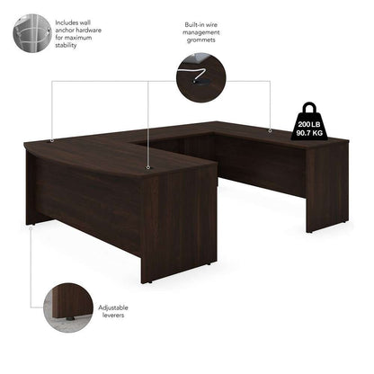 Bush Furniture - Studio C 72W x 36D U Shaped Desk with Mobile File Cabinet in Black Walnut - STC004BWSU veiw 3
