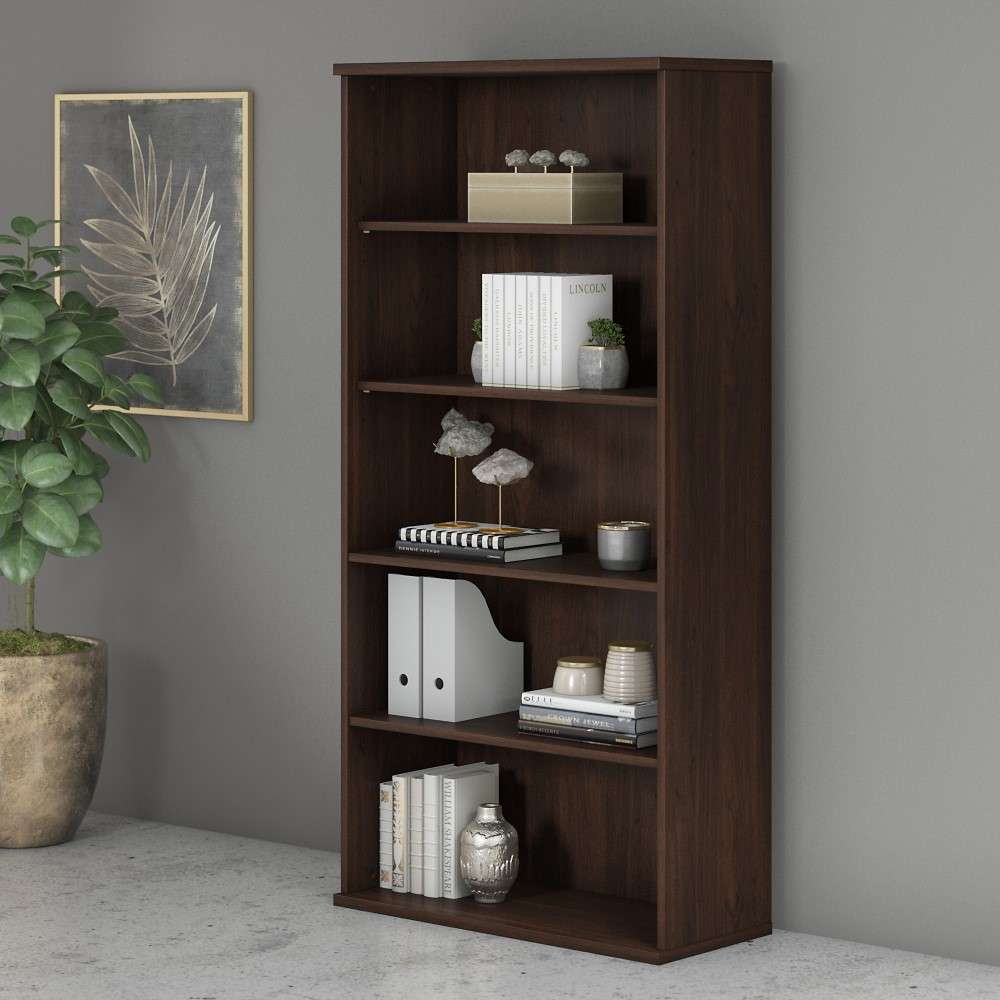 Bush Furniture - Studio C Tall 5 Shelf Bookcase in Black Walnut - SCB136BW veiw 1