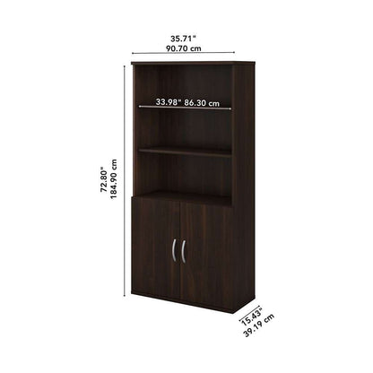Bush Furniture - Studio C Tall 5 Shelf Bookcase with Doors in Black Walnut - STC015BW veiw 6