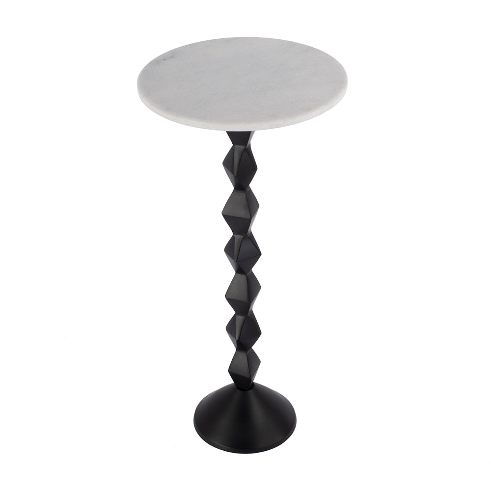 Butler Specialty Company - Ada 12 in. W Round Marble and Metal Side Table, Black and White - 5834025 View 1