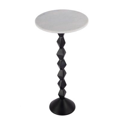 Butler Specialty Company - Ada 12 in. W Round Marble and Metal Side Table, Black and White - 5834025 View 1