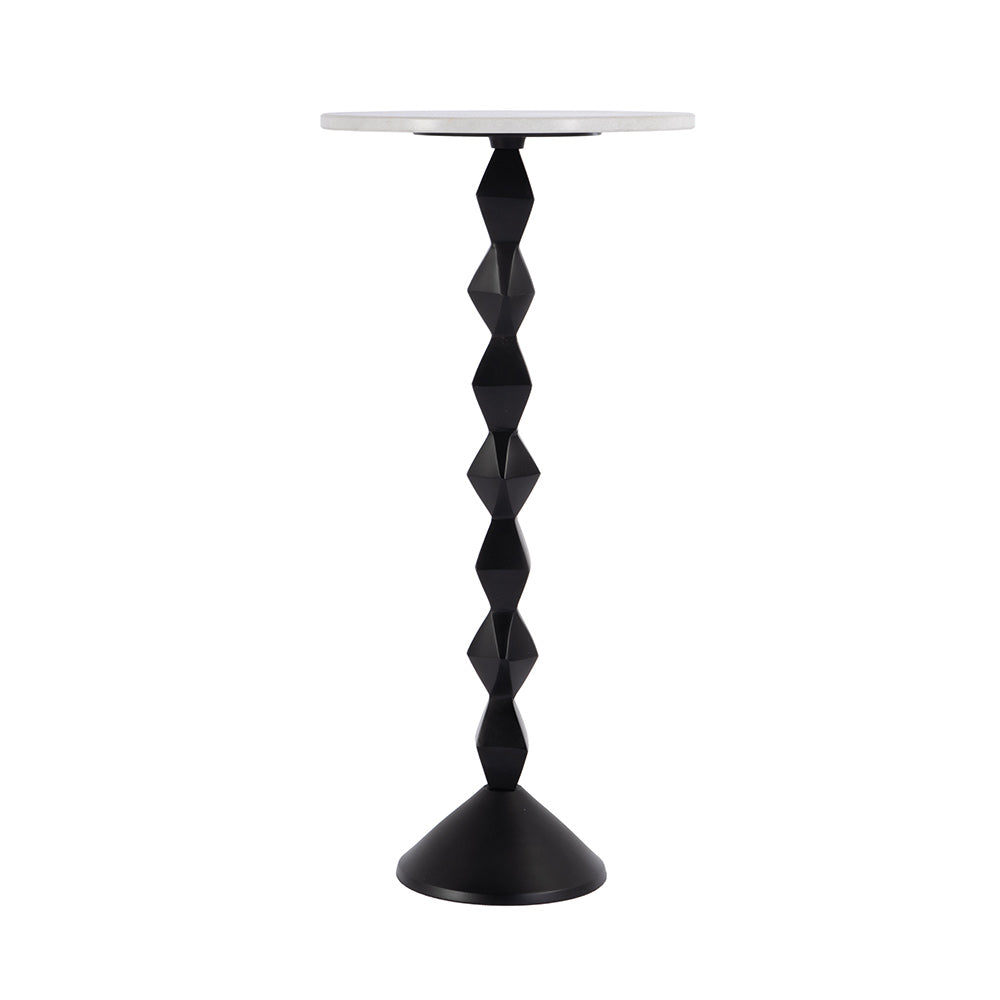 Butler Specialty Company - Ada 12 in. W Round Marble and Metal Side Table, Black and White - 5834025 View 2