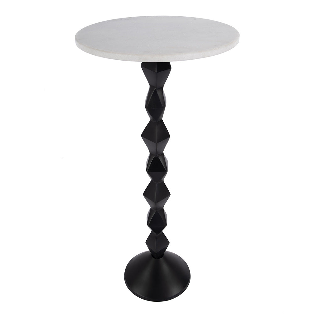Butler Specialty Company - Ada 12 in. W Round Marble and Metal Side Table, Black and White - 5834025 View 3