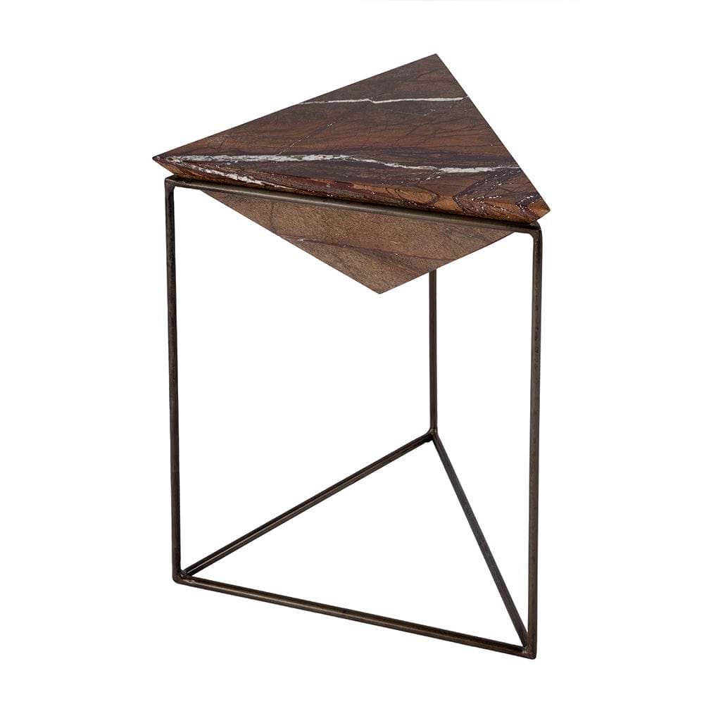 Butler Specialty Company - Addis 16.5 in. W Triangular Marble and Iron Pyramid Side Table, Brown - 5829025 View 1