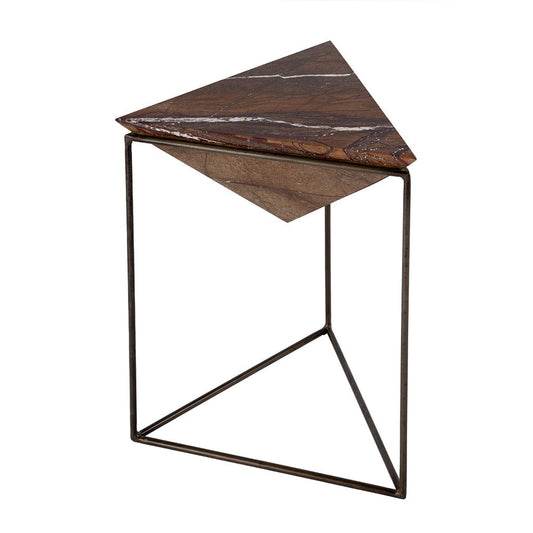 Butler Specialty Company - Addis 16.5 in. W Triangular Marble and Iron Pyramid Side Table, Brown - 5829025 View 1