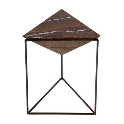 Butler Specialty Company - Addis 16.5 in. W Triangular Marble and Iron Pyramid Side Table, Brown - 5829025 View 2