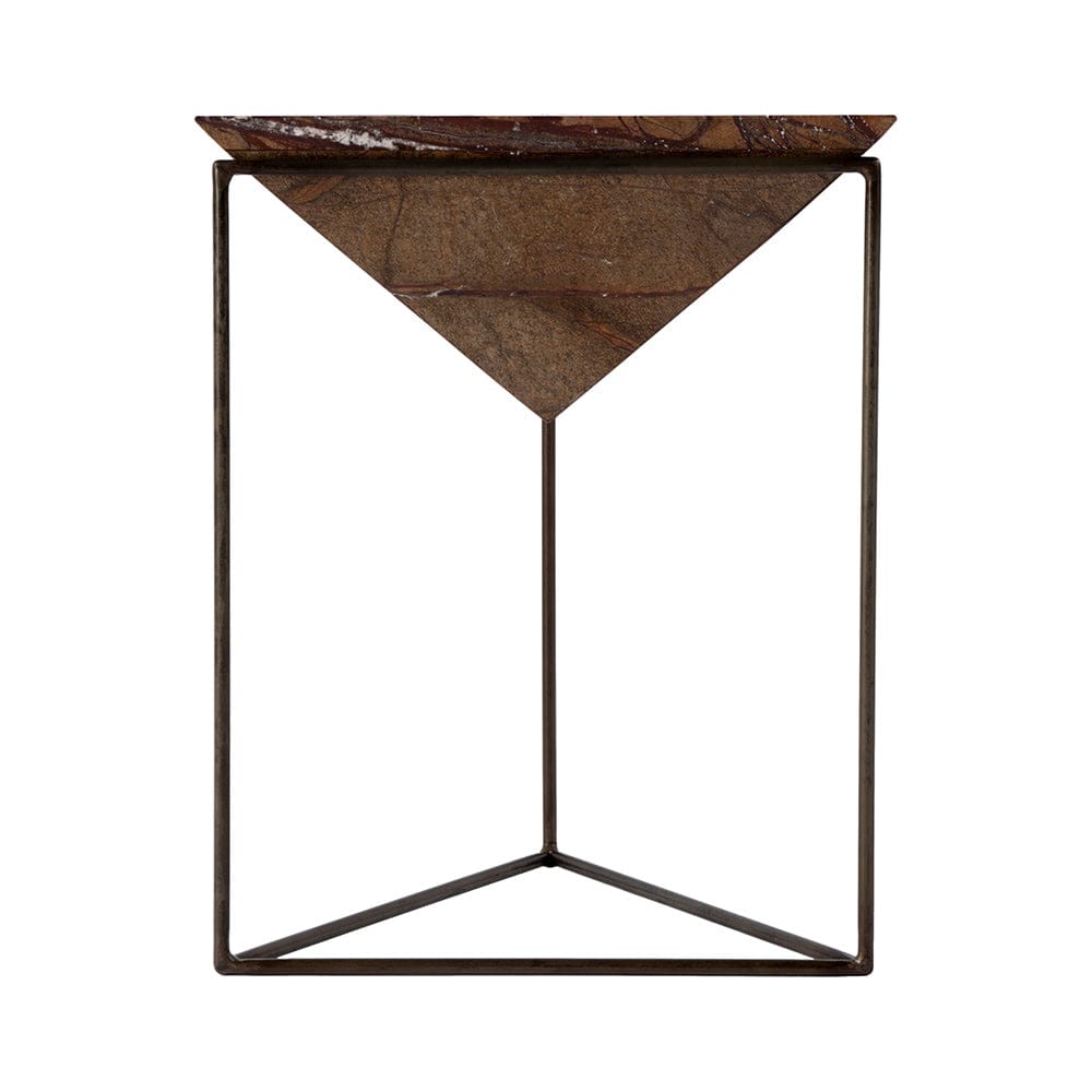 Butler Specialty Company - Addis 16.5 in. W Triangular Marble and Iron Pyramid Side Table, Brown - 5829025 View 3