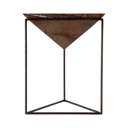 Butler Specialty Company - Addis 16.5 in. W Triangular Marble and Iron Pyramid Side Table, Brown - 5829025 View 3
