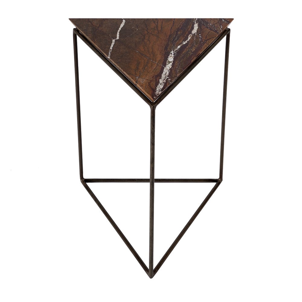 Butler Specialty Company - Addis 16.5 in. W Triangular Marble and Iron Pyramid Side Table, Brown - 5829025 View 4