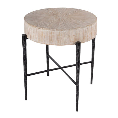 Butler Specialty Company - Akemi 24.5 in. W Round Wood and Iron Side Table, Light Brown - 5818140 View 1