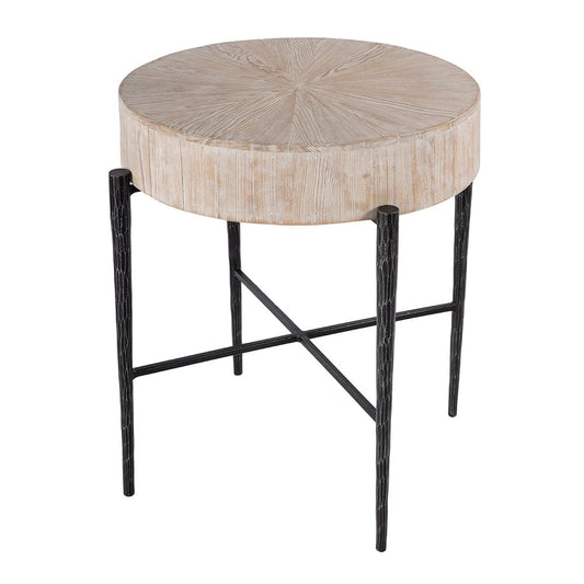 Butler Specialty Company - Akemi 24.5 in. W Round Wood and Iron Side Table, Light Brown - 5818140 View 1