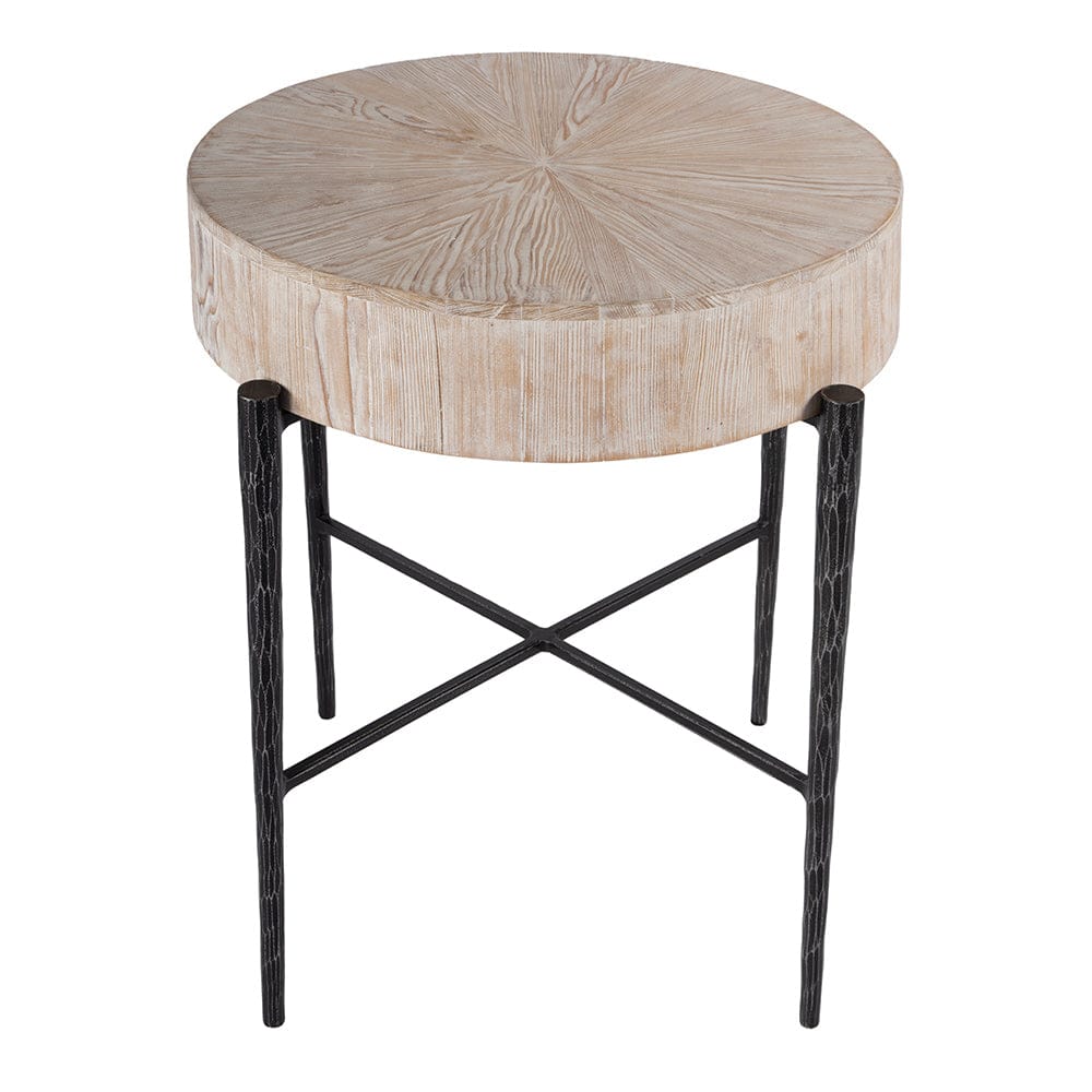 Butler Specialty Company - Akemi 24.5 in. W Round Wood and Iron Side Table, Light Brown - 5818140 View 2
