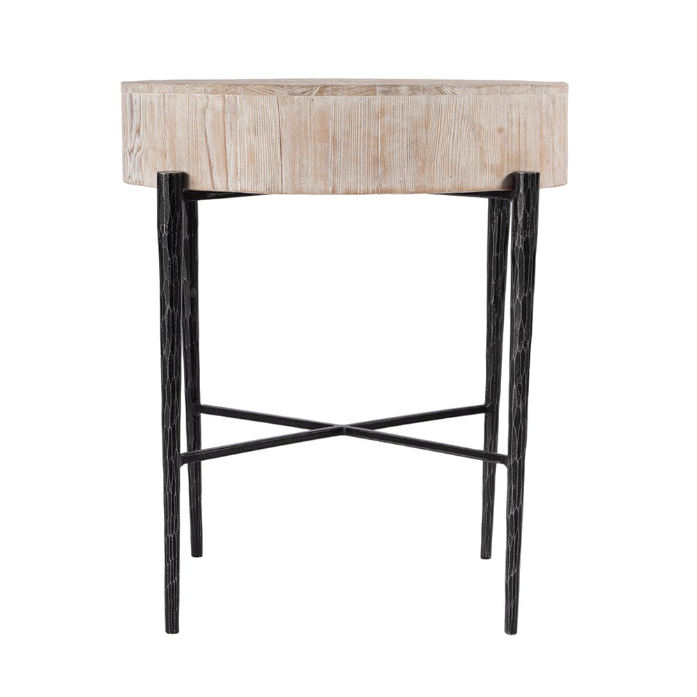 Butler Specialty Company - Akemi 24.5 in. W Round Wood and Iron Side Table, Light Brown - 5818140 View 3
