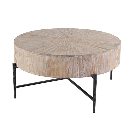 Butler Specialty Company - Akemi 38.5 in. W Round Wood and Iron Coffee Table, Light Brown - 5819140 View 1