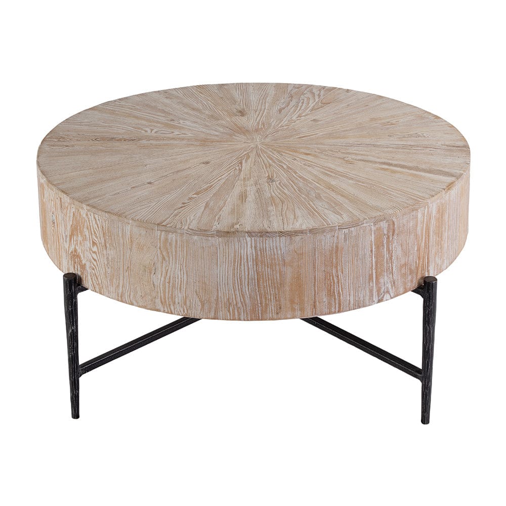 Butler Specialty Company - Akemi 38.5 in. W Round Wood and Iron Coffee Table, Light Brown - 5819140 View 2