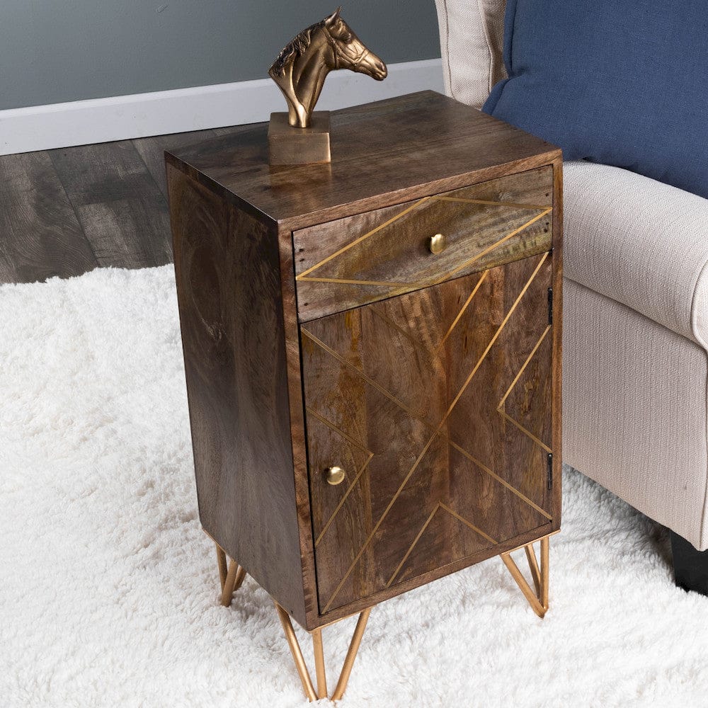Butler Specialty Company - Alda Wood & Brass Metal Inlay Cabinet, Medium Brown - 5481140 view 1