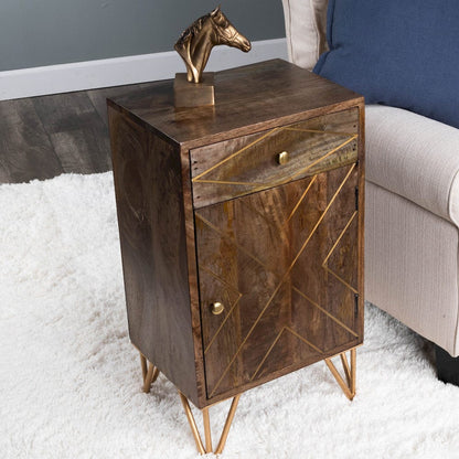 Butler Specialty Company - Alda Wood & Brass Metal Inlay Cabinet, Medium Brown - 5481140 view 1