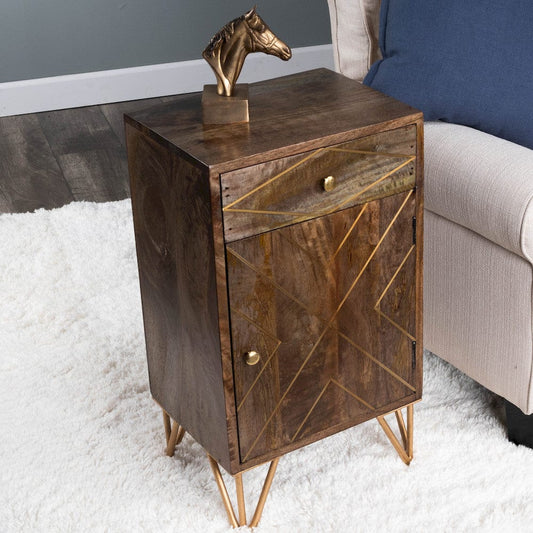 Butler Specialty Company - Alda Wood & Brass Metal Inlay Cabinet, Medium Brown - 5481140 view 1