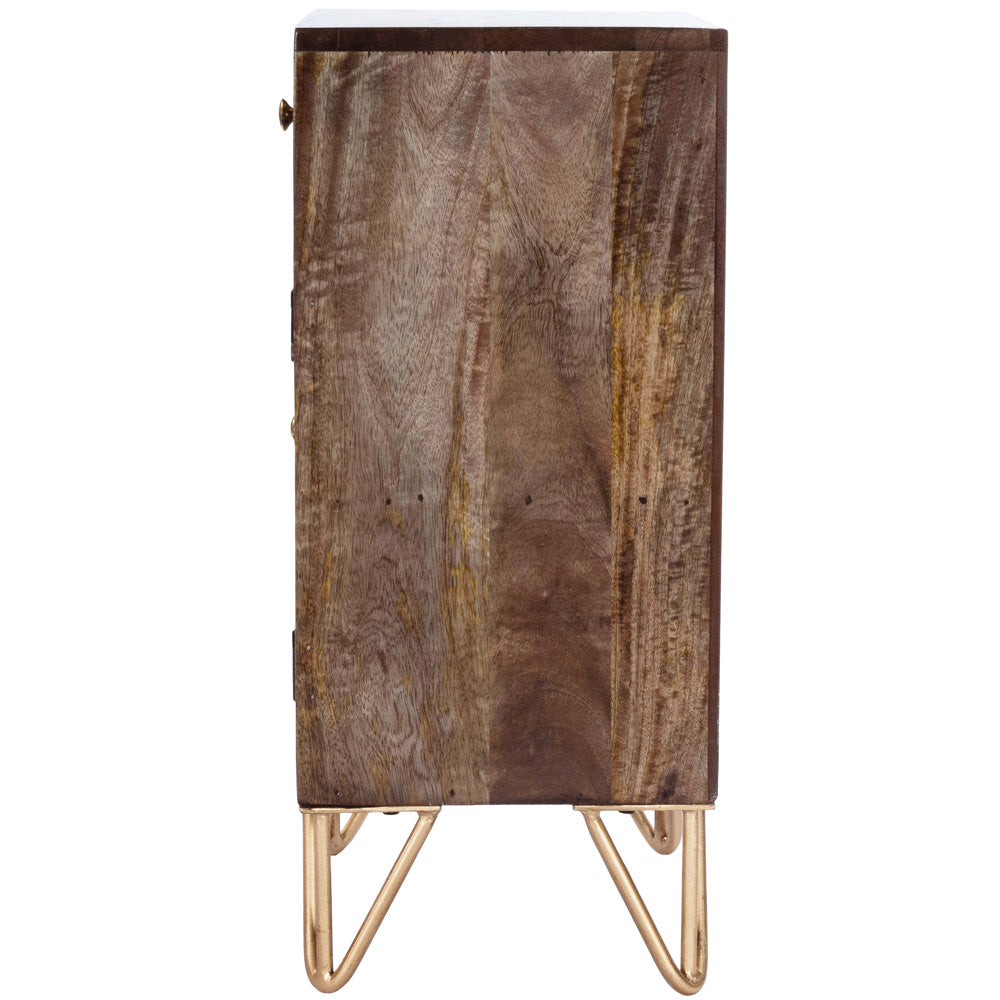 Butler Specialty Company - Alda Wood & Brass Metal Inlay Cabinet, Medium Brown - 5481140