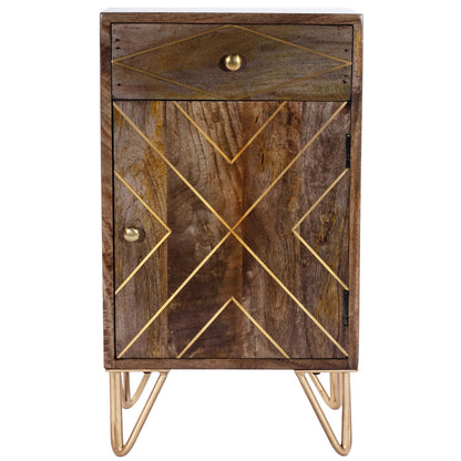 Butler Specialty Company - Alda Wood & Brass Metal Inlay Cabinet, Medium Brown - 5481140