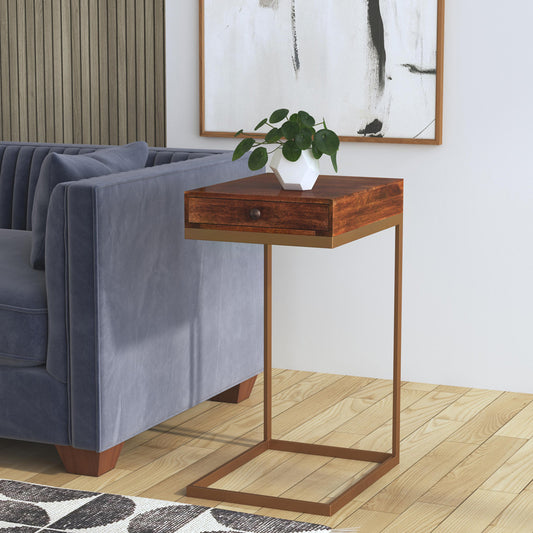 Butler Specialty Company - Alec 1 Drawer C Shaped End Table, Medium Brown - 5643140