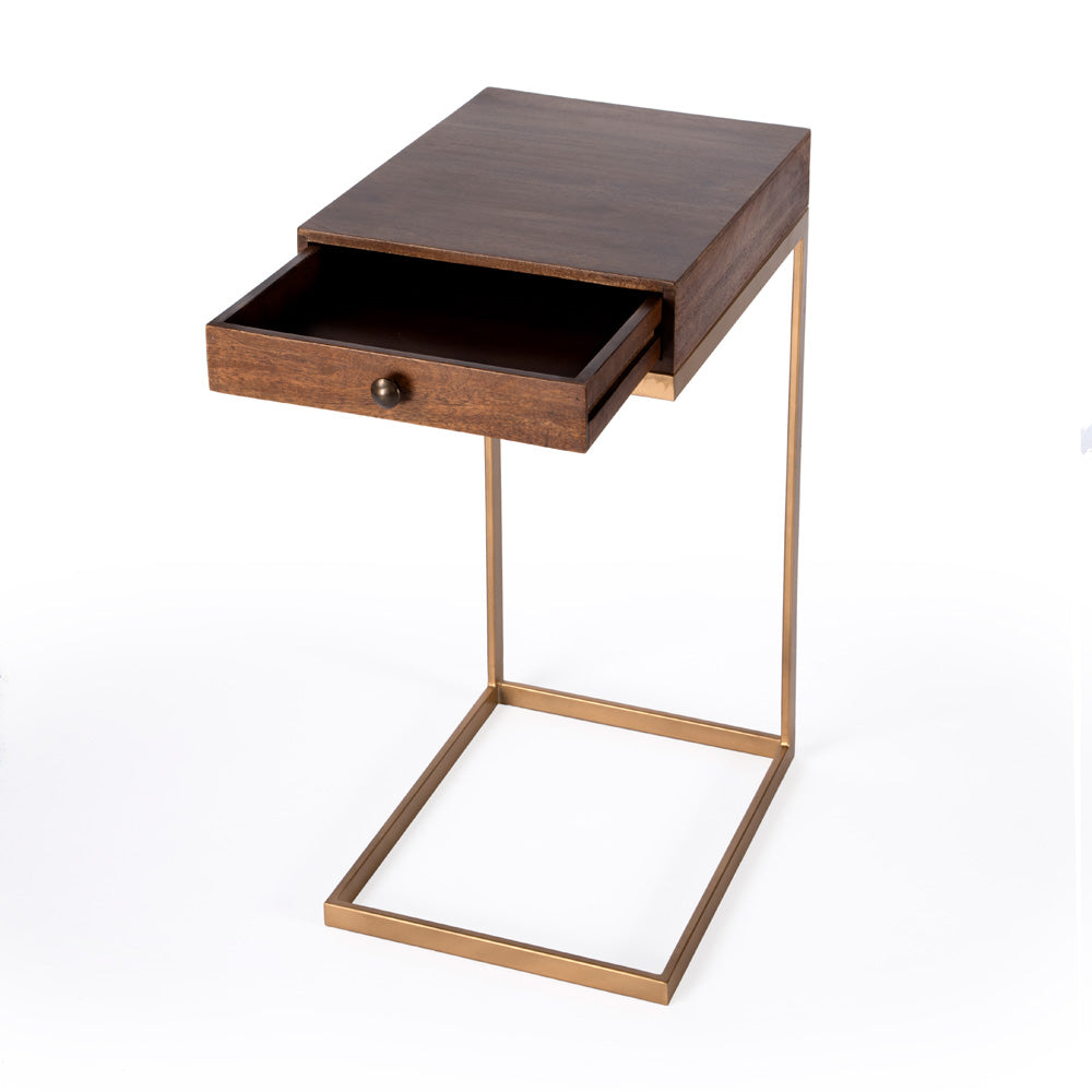 Butler Specialty Company - Alec 1 Drawer C Shaped End Table, Medium Brown - 5643140