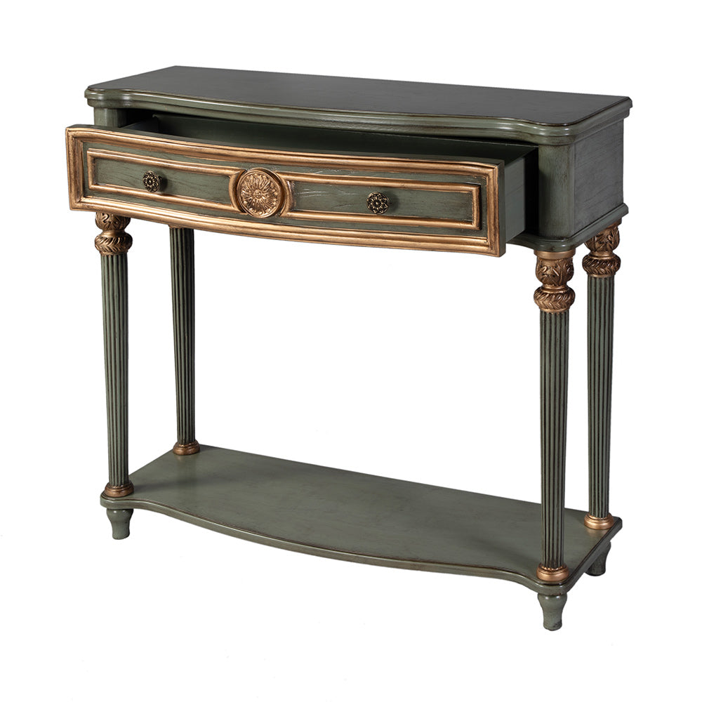 Butler Specialty Company - Alexander 37 in. W Rectangular Wood 1 Drawer Console Table w Lower Open Shelf, Green - 2130482 View 2