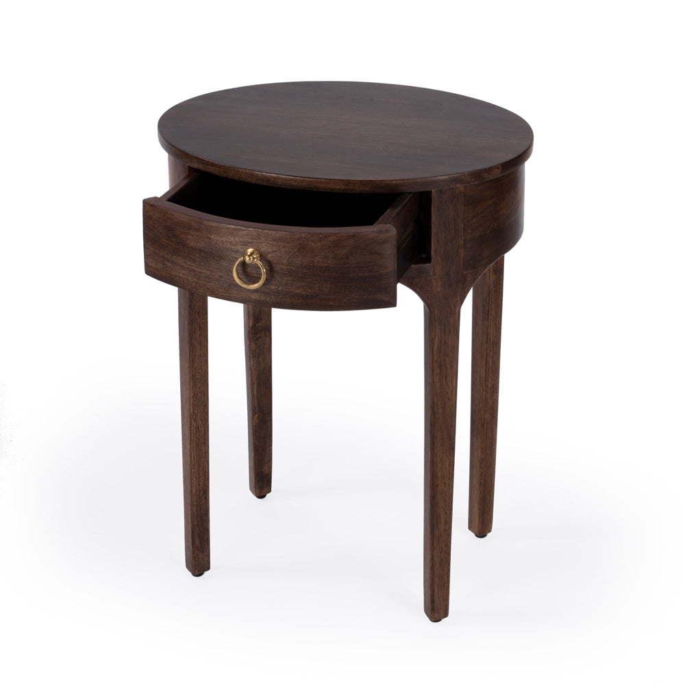 Butler Specialty Company - Alinia 18.5 in. W Oval Wood 1 drawer End Table, Dark Brown - 5596354