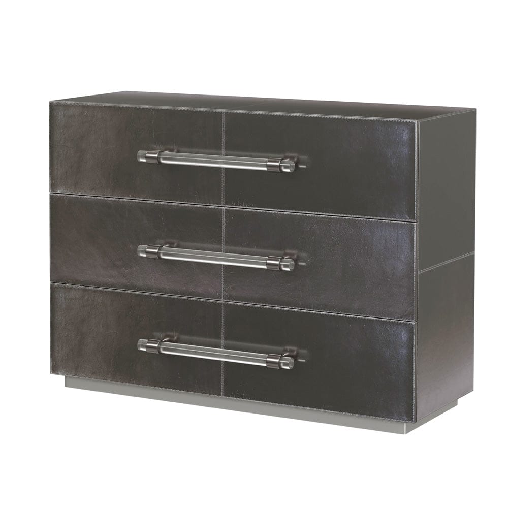 Butler Specialty Company - Allman 48 in. W Rectangular Wood and Leather 3 Drawer Accent Chest, Silver - 5948435 view 1