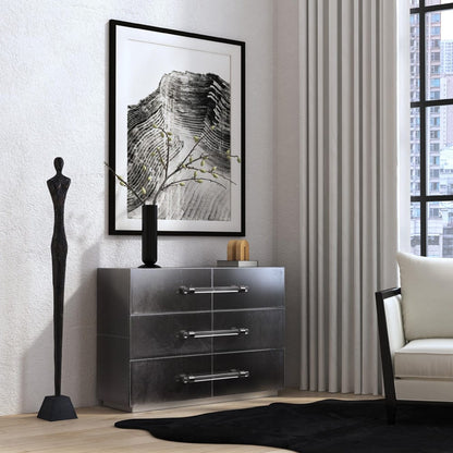 Butler Specialty Company - Allman 48 in. W Rectangular Wood and Leather 3 Drawer Accent Chest, Silver - 5948435 view 2