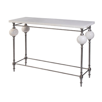Butler Specialty Company - Amadeo 49 in. W Rectangular Stone and Metal Console Table, White, Silver - 5914070 View 1
