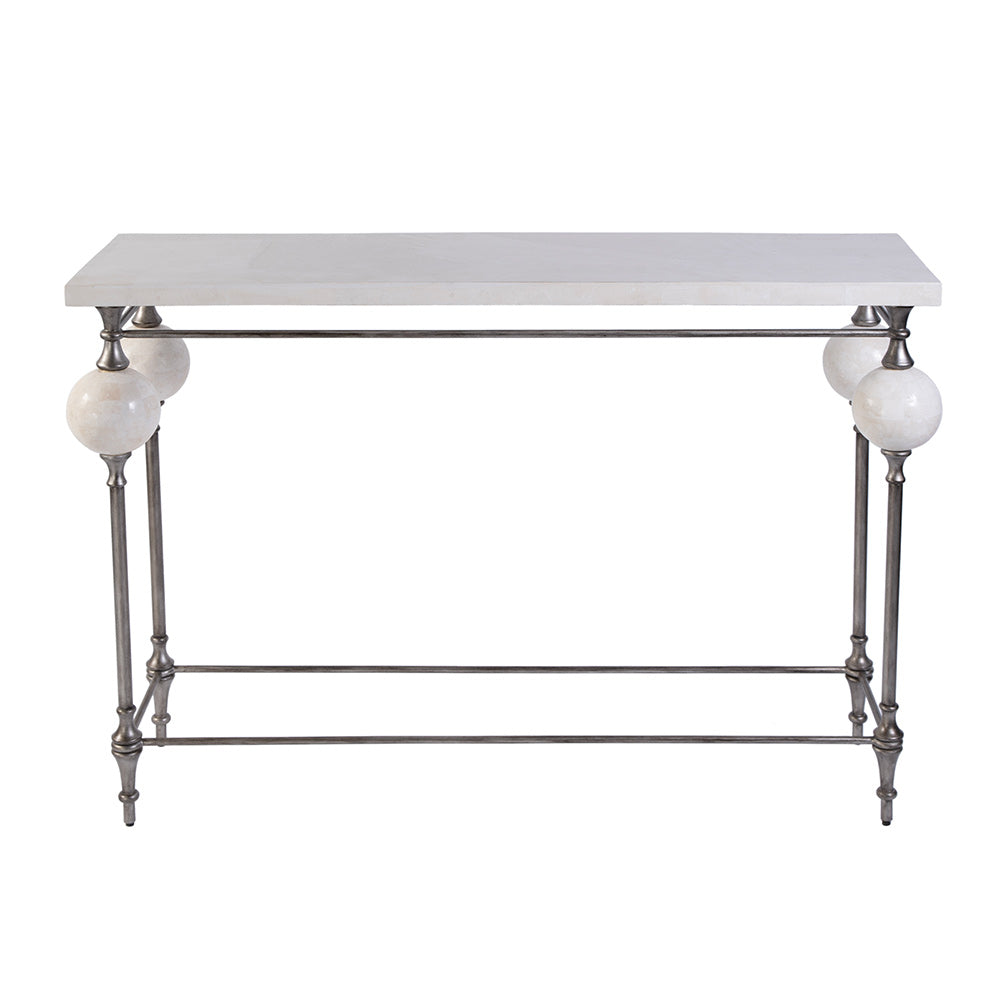 Butler Specialty Company - Amadeo 49 in. W Rectangular Stone and Metal Console Table, White, Silver - 5914070 View 2