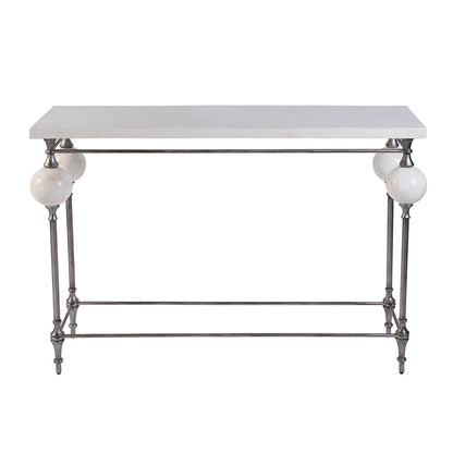 Butler Specialty Company - Amadeo 49 in. W Rectangular Stone and Metal Console Table, White, Silver - 5914070 View 2