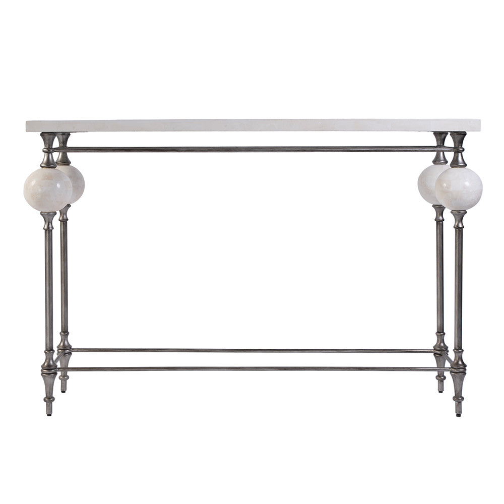 Butler Specialty Company - Amadeo 49 in. W Rectangular Stone and Metal Console Table, White, Silver - 5914070 View 3
