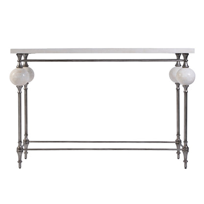 Butler Specialty Company - Amadeo 49 in. W Rectangular Stone and Metal Console Table, White, Silver - 5914070 View 3