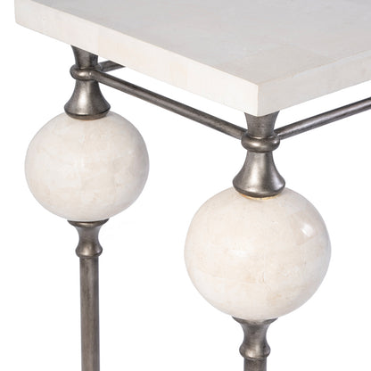 Butler Specialty Company - Amadeo 49 in. W Rectangular Stone and Metal Console Table, White, Silver - 5914070 View 4