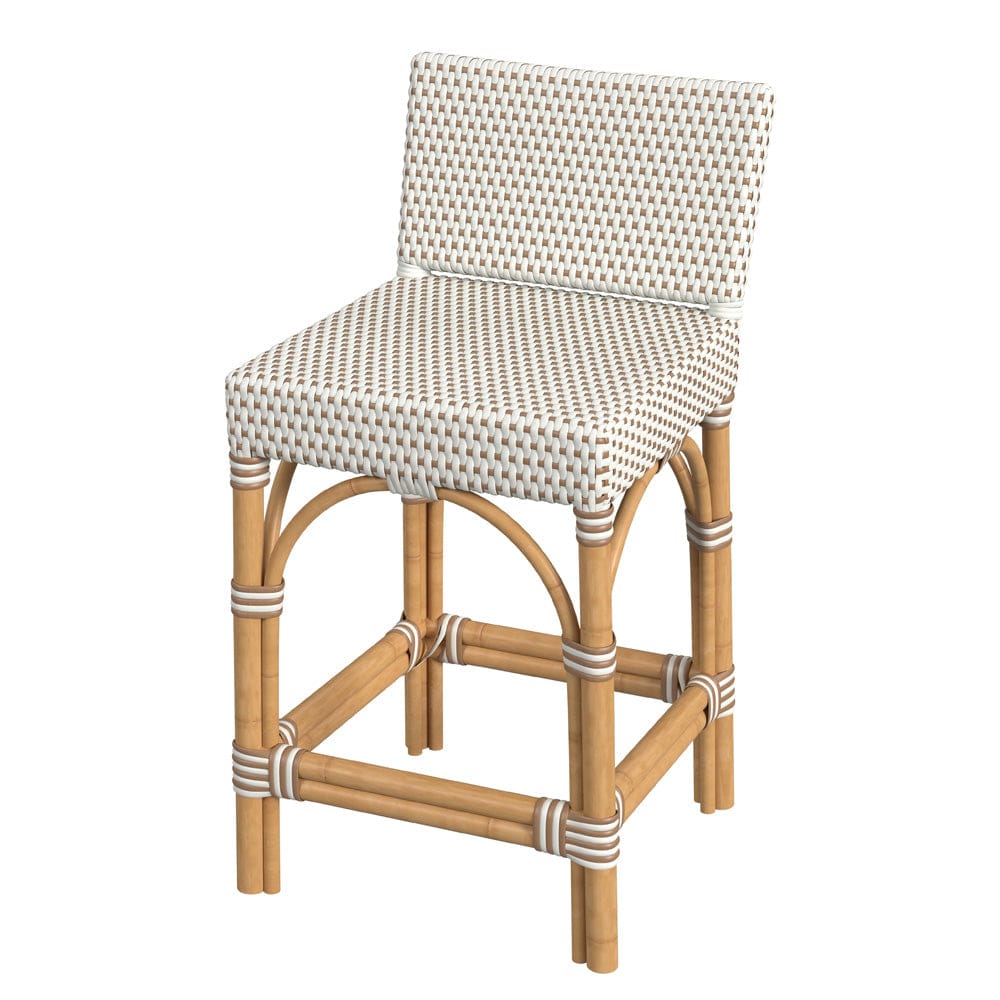 Butler Specialty Company - Amalfi 24.5 in. Seat Height Outdoor Counter Stool w Back, Beige and White - 5982433 view 1